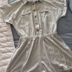 Gray Button-Up Romper